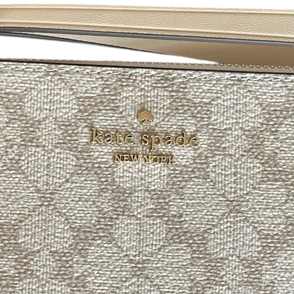 Kate Spade Lucy Spade Flower Small Card Holder Wristlet Cream Beige NWOT - Picture 3 of 4